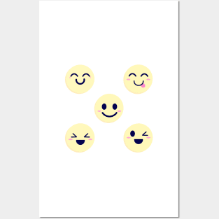 Smile and laugh yellow face emoji Posters and Art